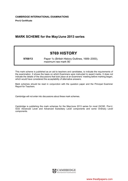 MARK SCHEME for the May/June 2013 Series