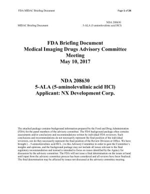 FDA Briefing Document Medical Imaging Drugs Advisory Committee Meeting May 10, 2017
