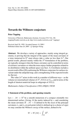 Towards the Willmore Conjecture