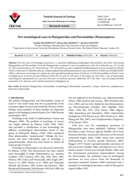 New Teratological Cases in Platygastridae and Pteromalidae (Hymenoptera)