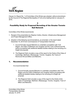 3 Feasibility Study for Proposed Rerouting of the Greater Toronto Rail Network