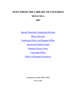 News from the Library of Congress: MOUG/MLA 2007