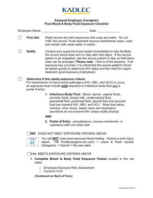 Blood and Body Fluid Exposure Paperwork