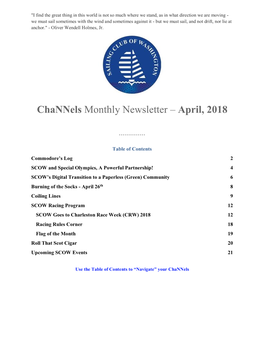 Channels Monthly Newsletter – April, 2018