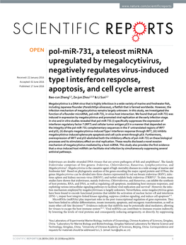 Pol-Mir-731, a Teleost Mirna Upregulated by Megalocytivirus