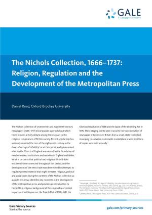 The Nichols Collection, 1666–1737: Religion, Regulation and the Development of the Metropolitan Press