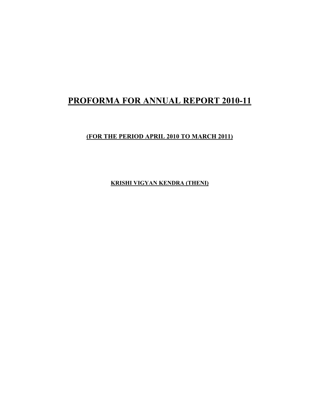 Proforma for Annual Report 2010-11