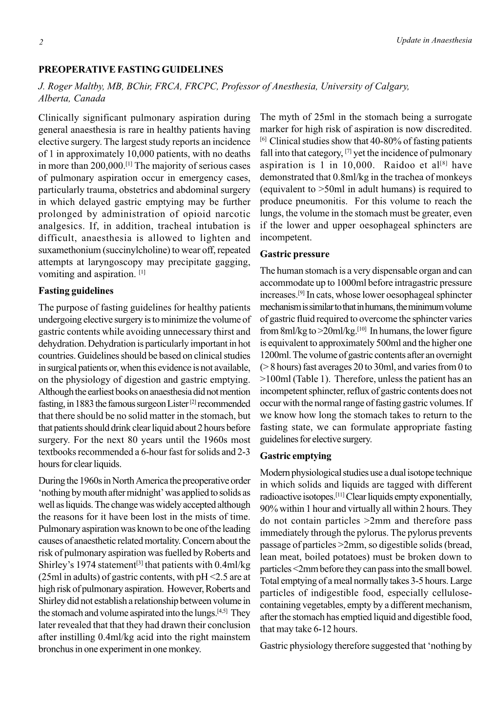 Perioperative Fasting Guidelines