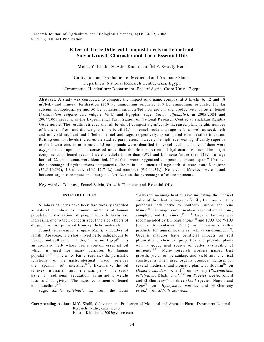 Effect of Different Compost Level on Salvia Officinalis Growth Character