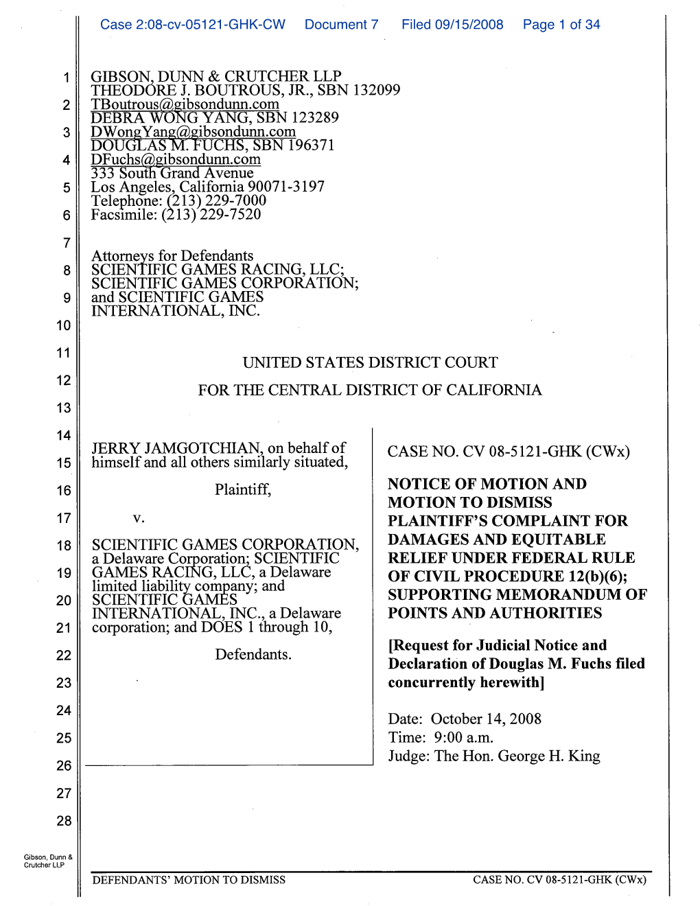 Notice of Motion and Relief Under Federal Rule