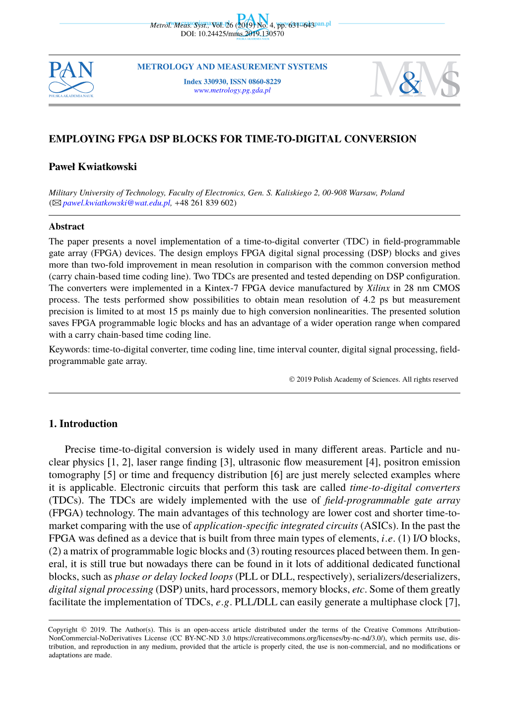 Employing Fpga Dsp Blocks for Time-To-Digital Conversion