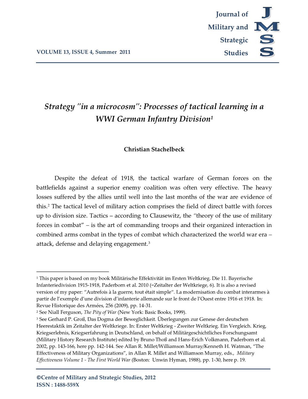 Processes of Tactical Learning in a WWI German Infantry Division1