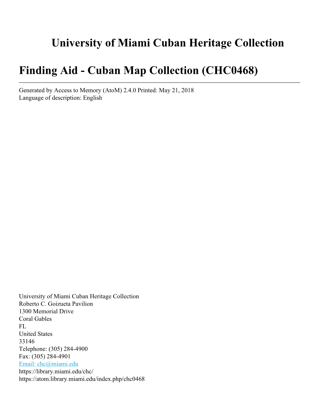 Cuban Map Collection (CHC0468)