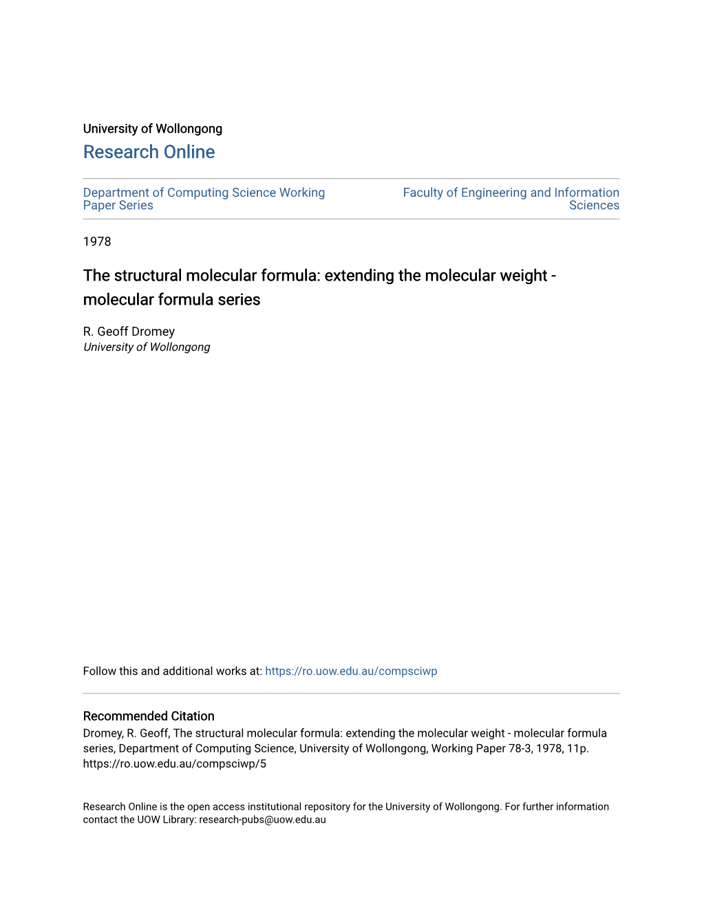 The Structural Molecular Formula: Extending the Molecular Weight - Molecular Formula Series