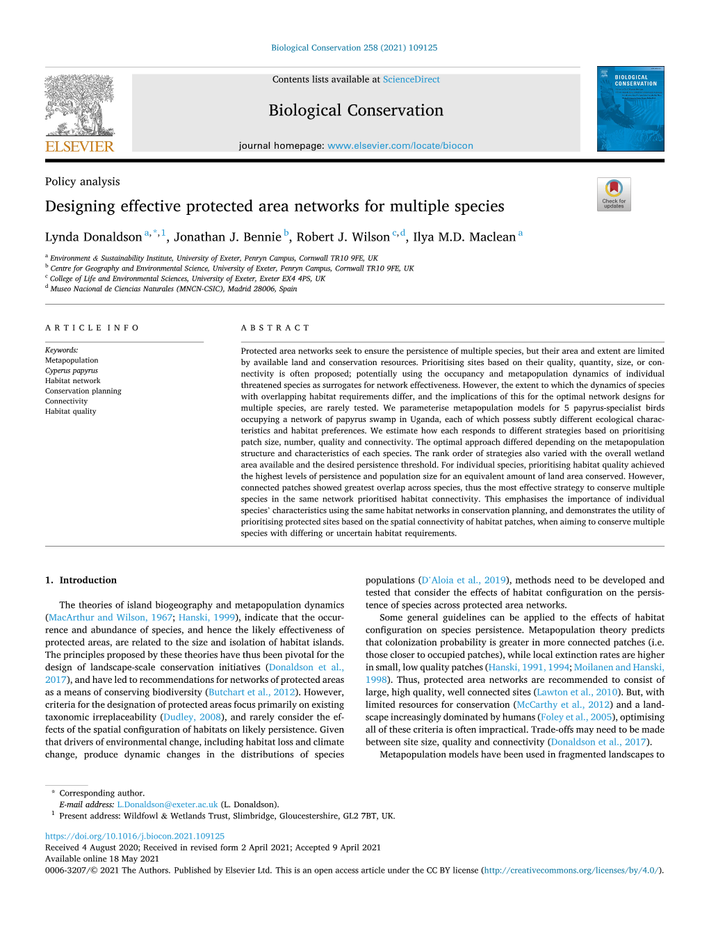 Designing Effective Protected Area Networks for Multiple Species