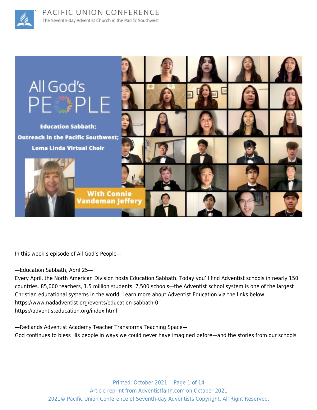 Pacific Union “All God's People,”