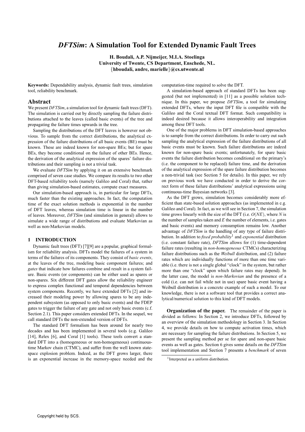 A Simulation Tool for Extended Dynamic Fault Trees