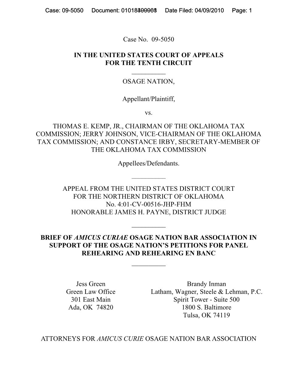 Osage Nation Bar Amicus Brief