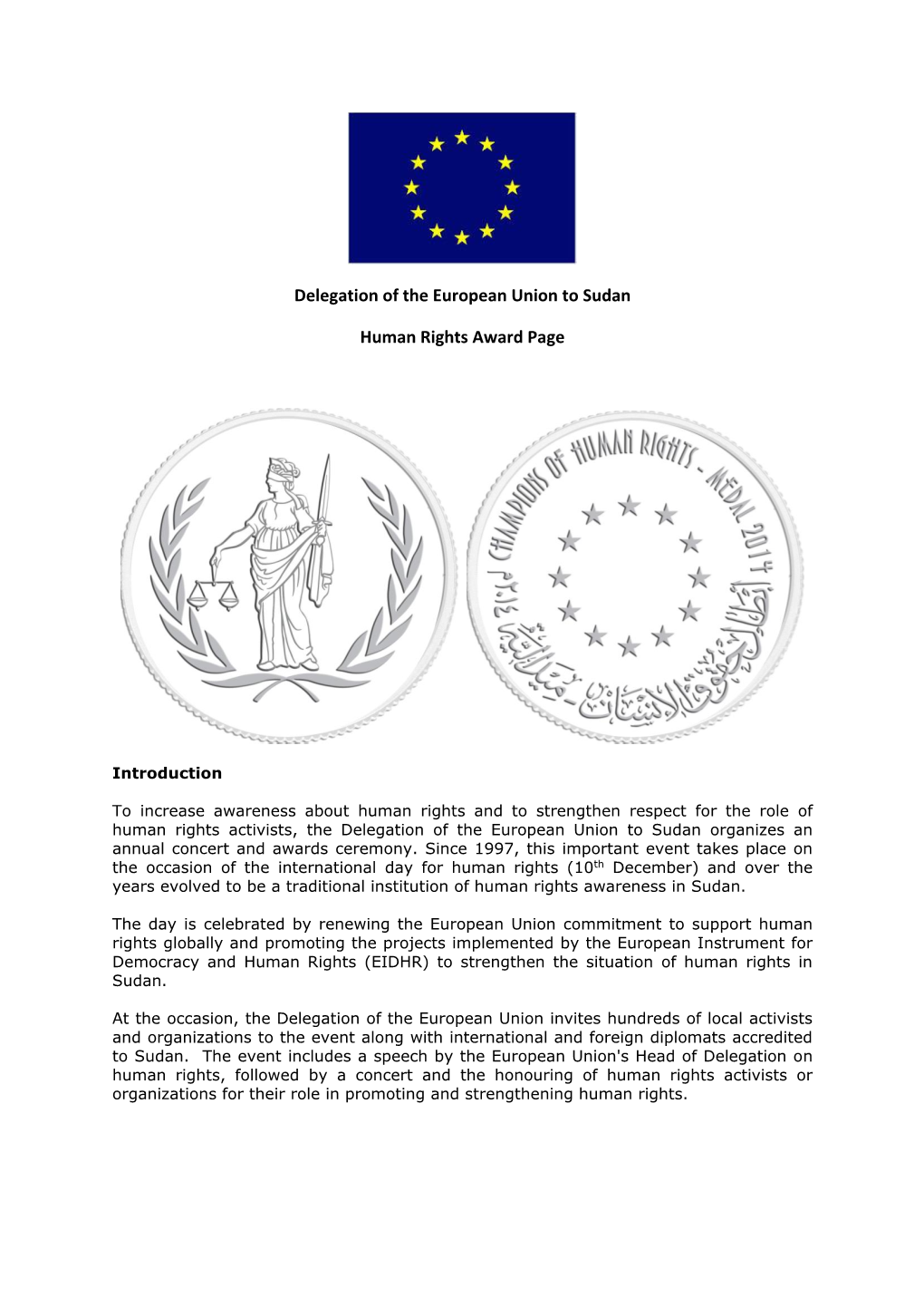 Delegation of the European Union to Sudan Human Rights Award Page