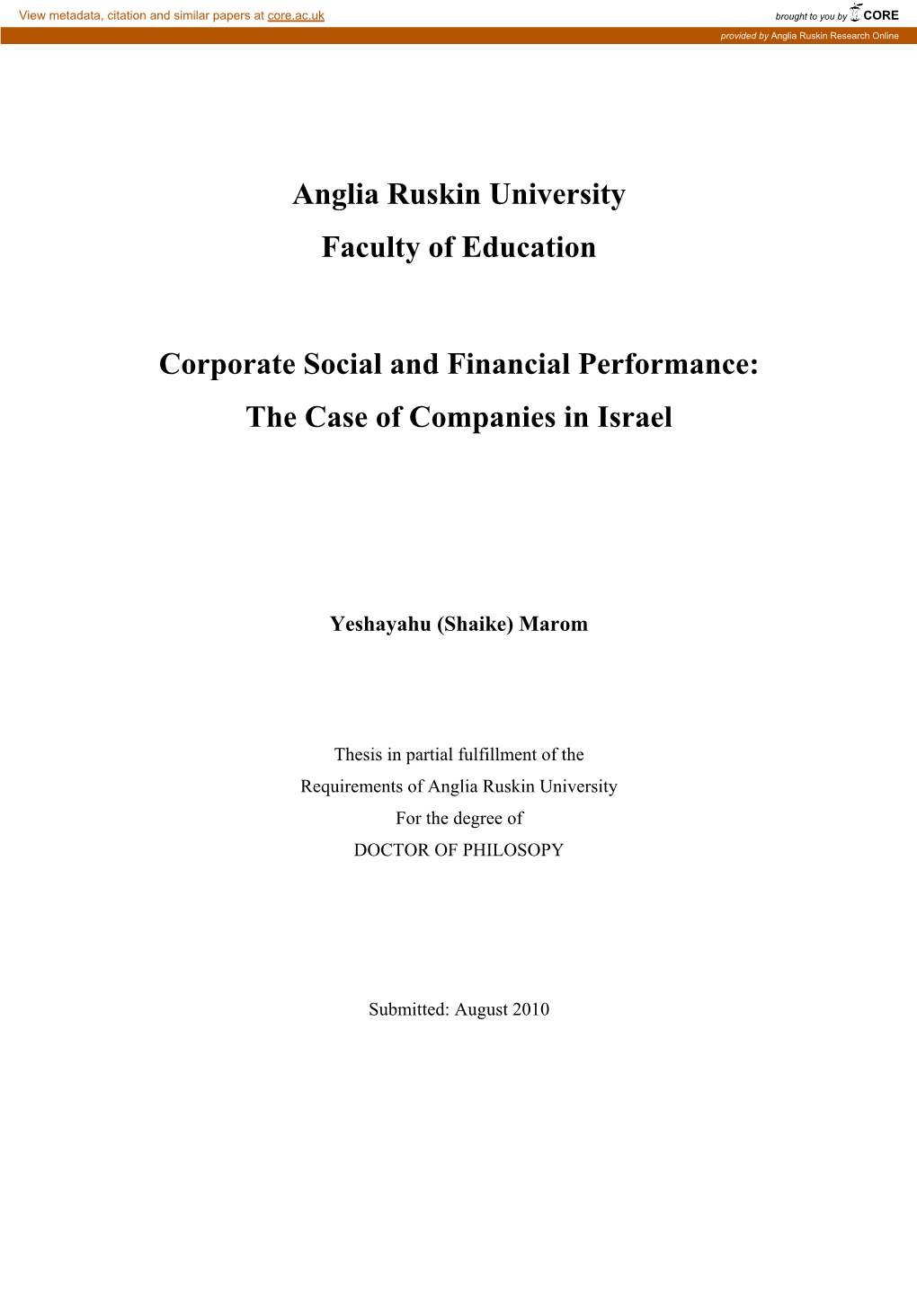 Anglia Ruskin University Faculty of Education