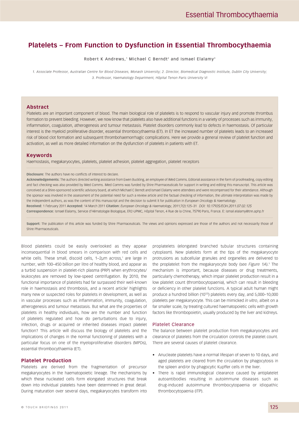 Essential Thrombocythaemia