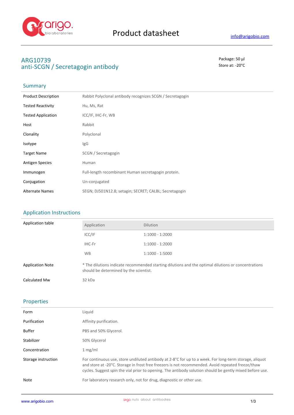 Anti-SCGN / Secretagogin Antibody (ARG10739)