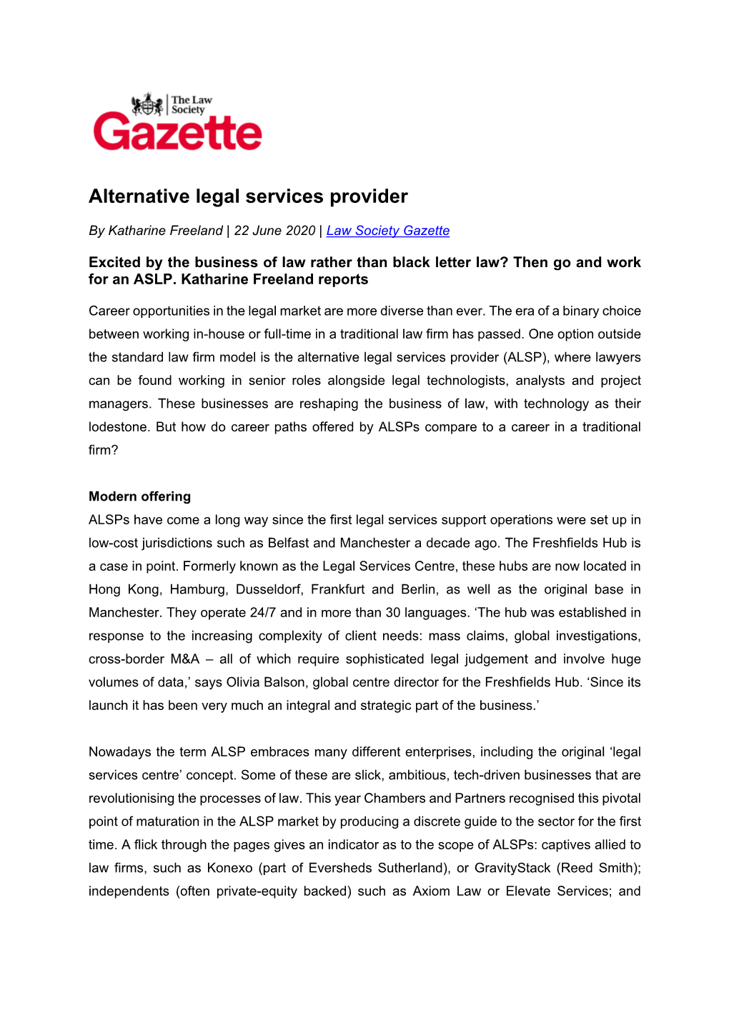 Alternative Legal Services Provider