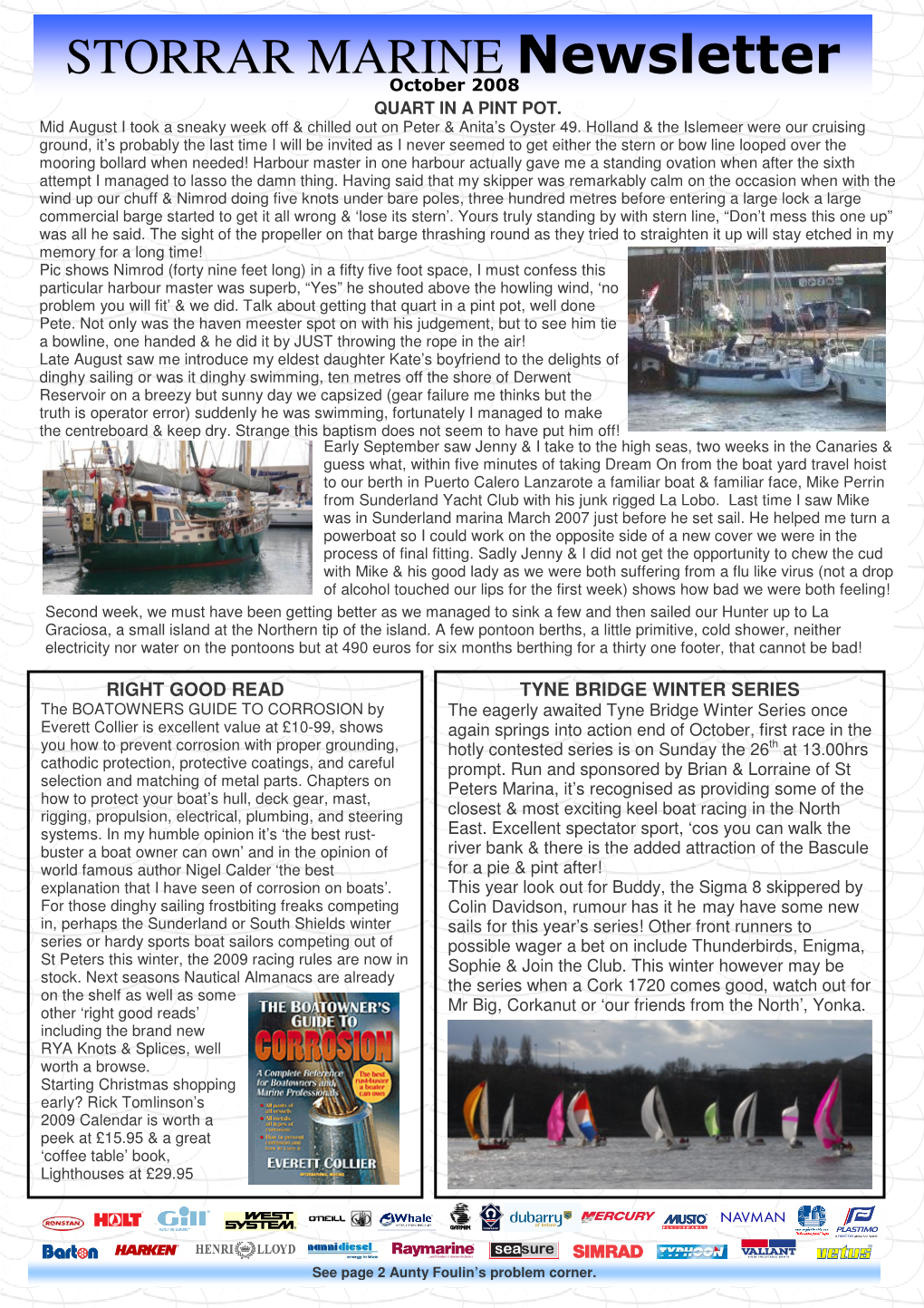 STORRAR MARINE Newsletter October 2008 QUART in a PINT POT