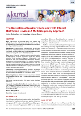 The Correction of Maxillary Deficiency with Internal Distraction Devices: a Multidisciplinary Approach a Alper Öz, Mete Özer, Lütfi Eroglu, Oguz Suleyman Özdemir