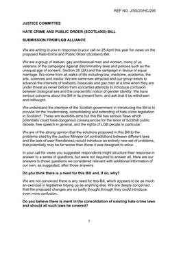 (SCOTLAND) BILL SUBMISSION from LGB ALLIANCE We Are Writi