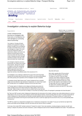 Investigation Underway to Explain Bakerloo Bulge | Transport Briefing Page 1 of 2