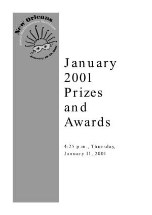 January 2001 Prizes and Awards