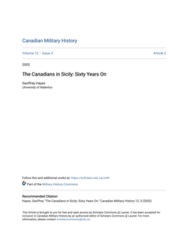 The Canadians in Sicily: Sixty Years On