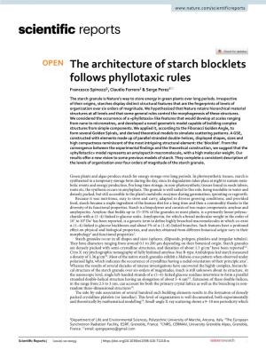The Architecture of Starch Blocklets Follows Phyllotaxic Rules Francesco Spinozzi1, Claudio Ferrero2 & Serge Perez3*
