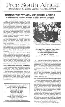 Free South Africa! Newsletter of the Seattle Coalition Against Apartheid