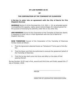 18-93 (Fire Dispatch Agreement – City of Barrie)