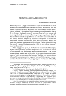 Marcus Agrippa Theos Soter