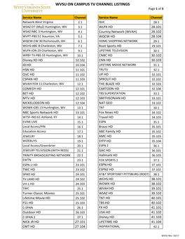 WVSU on CAMPUS TV CHANNEL LISTINGS Page 1 of 3