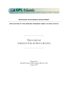 The Cost of Tobacco Use in Nova Scotia