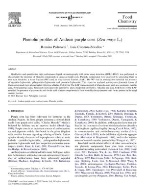 Phenolic Profiles of Andean Purple Corn (Zea Mays L.) Food Chemistry