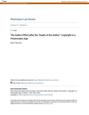 "Death of the Author": Copyright in a Postmodern Age
