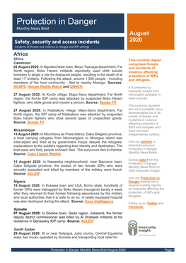 Protection in Danger Monthly News Brief