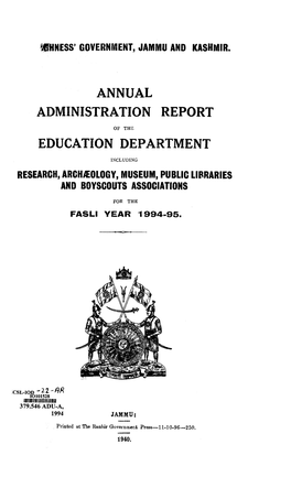 Annual Administration Report Education Department