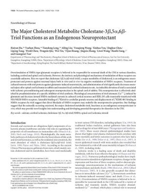 The Major Cholesterol Metabolite Cholestane-3 ,5 ,6
