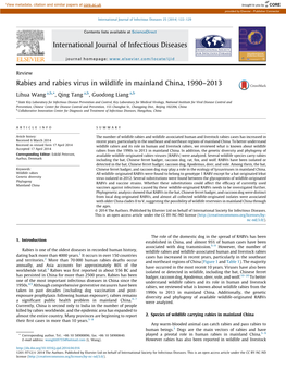 Rabies and Rabies Virus in Wildlife in Mainland China, 1990–2013