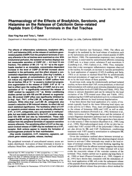 Pharmacology of the Effects of Bradykinin, Serotonin, and Histamine on the Release of Calcitonin Gene-Related Peptide from C-Fiber Terminals in the Rat Trachea