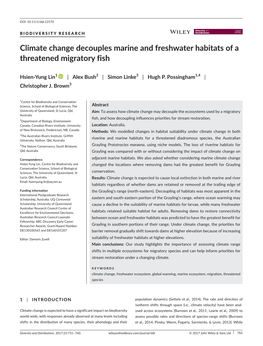 Climate Change Decouples Marine and Freshwater Habitats of a Threatened Migratory Fish