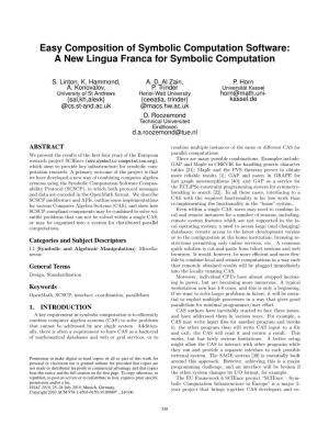Easy Composition of Symbolic Computation Software: a New Lingua Franca for Symbolic Computation