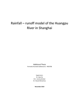 Rainfall – Runoff Model of the Huangpu River in Shanghai