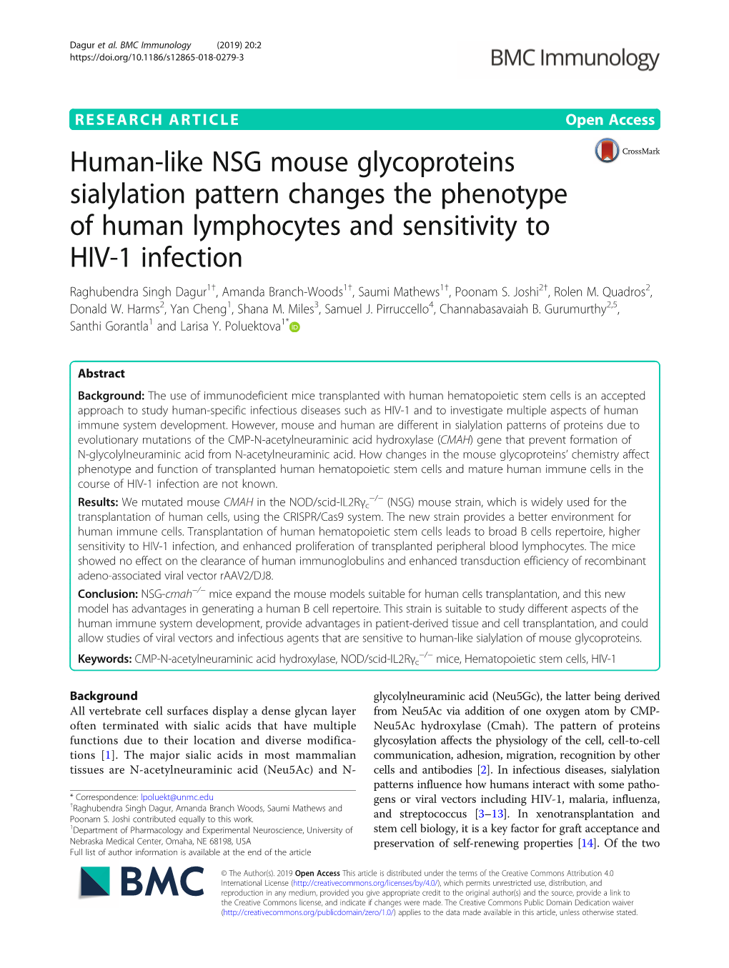Human-Like NSG Mouse Glycoproteins Sialylation Pattern Changes The